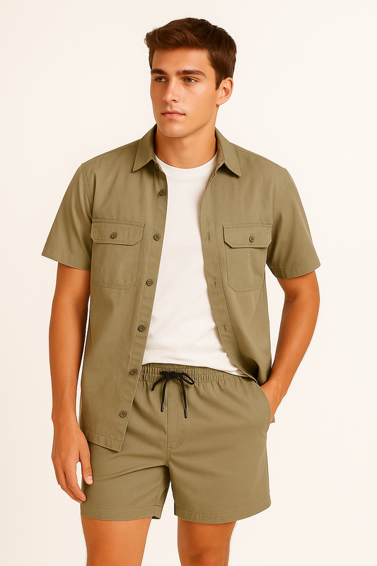 Alcott completo camicia e bermuda in cotone leggero