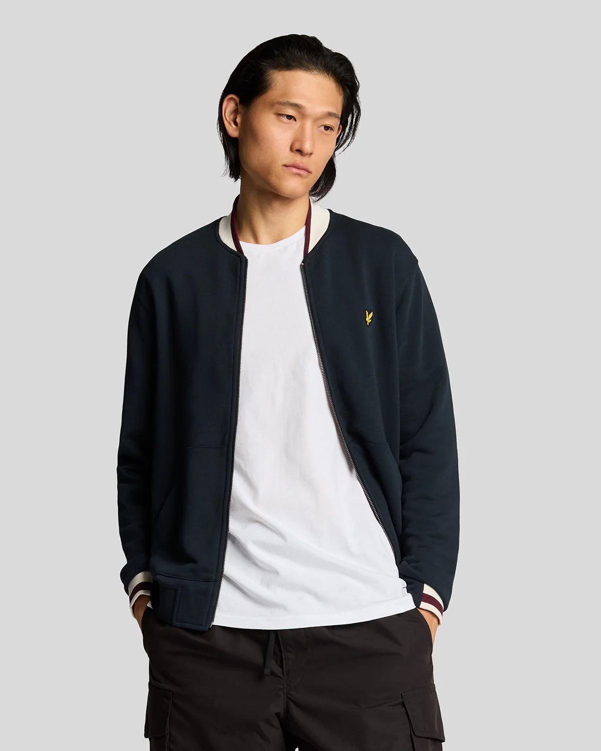 Lyle & Scott half tipped jersey bomber jacket blu