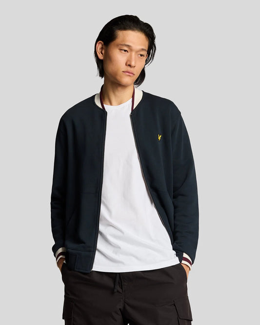 Lyle & Scott half tipped jersey bomber jacket blu