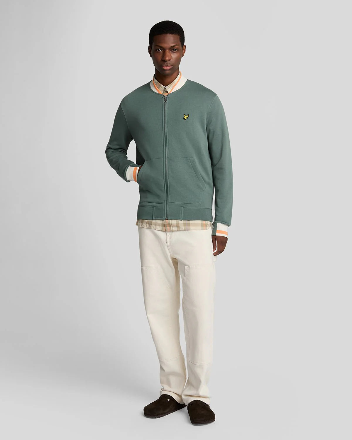 Lyle & Scott half tipped jersey bomber jacket verde