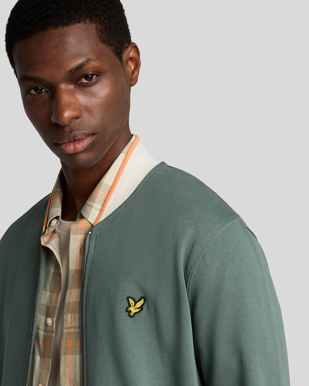 Lyle & Scott half tipped jersey bomber jacket verde