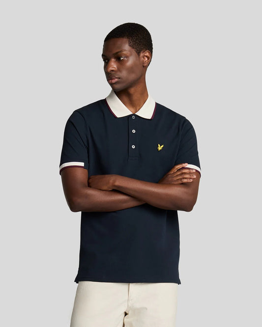 Lyle & Scott half tipped polio shirt blu navy