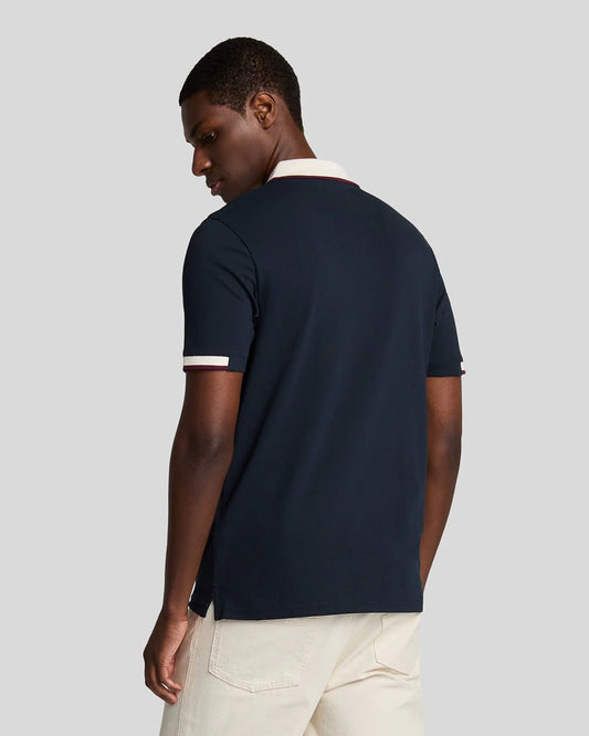 Lyle & Scott half tipped polio shirt blu navy