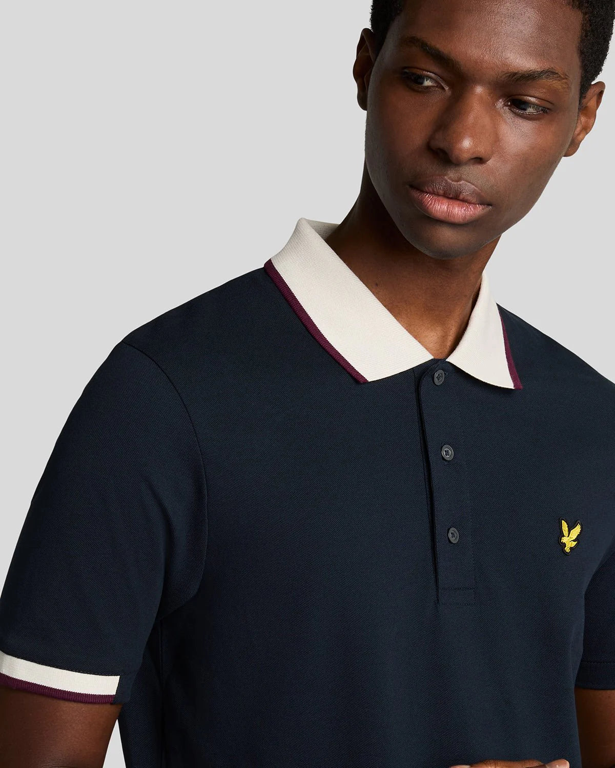 Lyle & Scott half tipped polio shirt blu navy