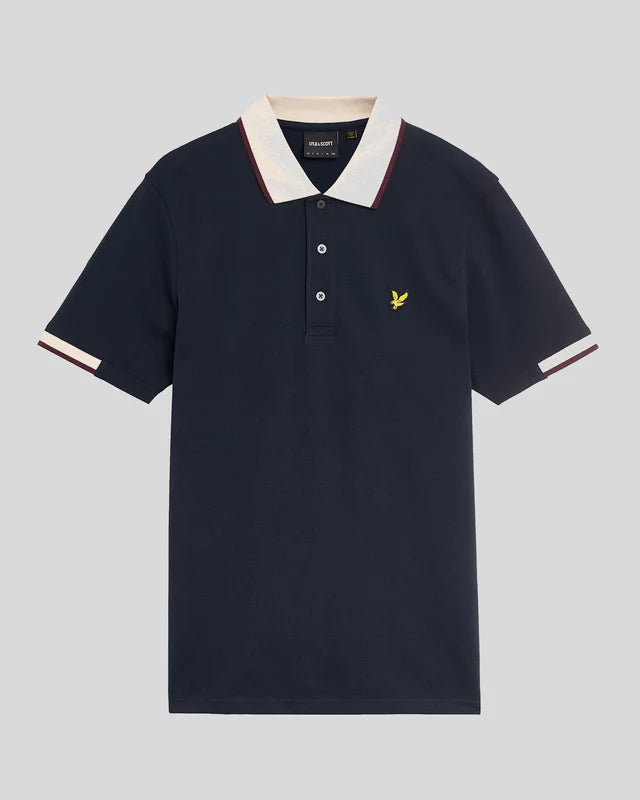 Lyle & Scott half tipped polio shirt blu navy