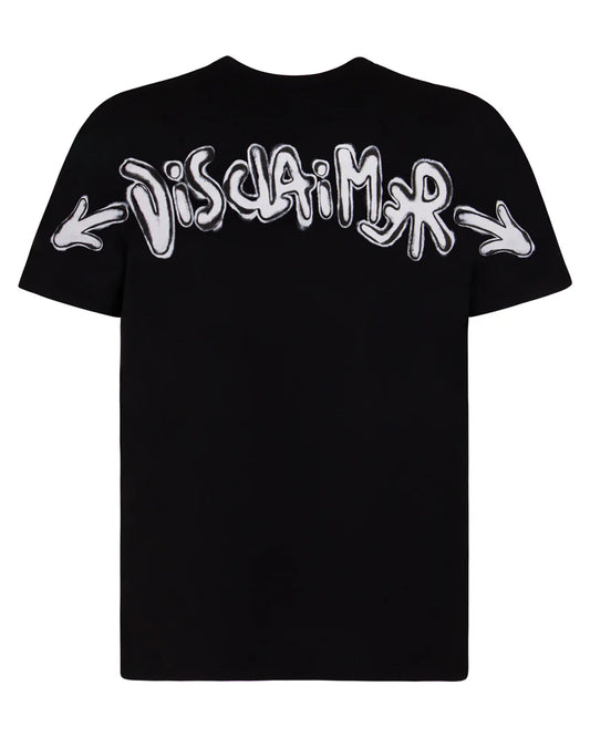 Disclaimer T-shirt in jersey nera stampa bianca