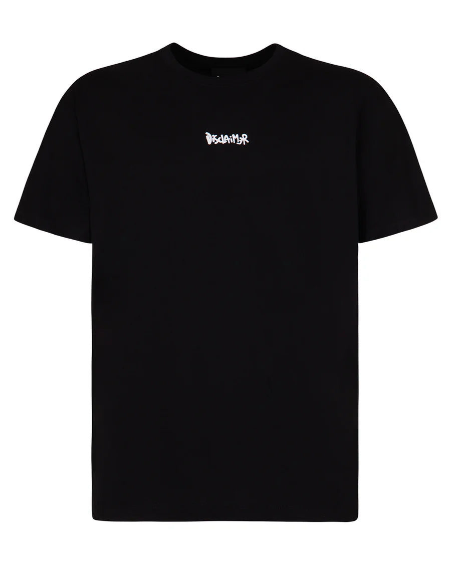 Disclaimer T-shirt in jersey nera stampa bianca