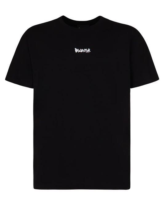 Disclaimer T-shirt in jersey nera stampa bianca