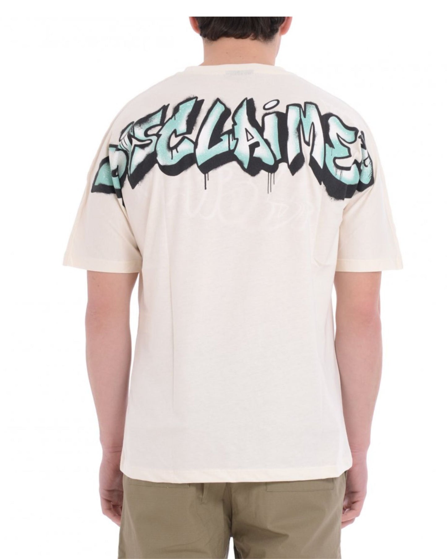 Disclaimer T-shirt con maxi stampa graffiti sul retro beige