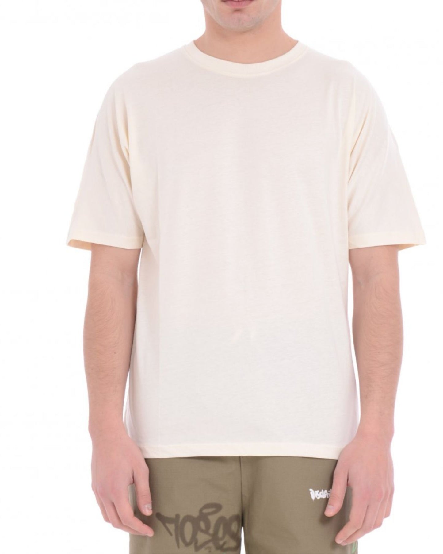 Disclaimer T-shirt con maxi stampa graffiti sul retro beige